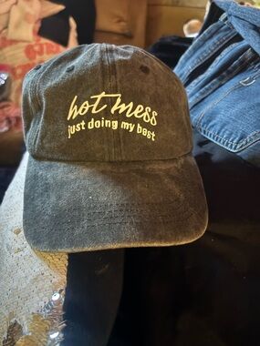 Black 'hot mess' Dad Hat with White Script